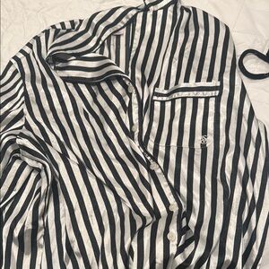 Black and White Striped Button-Up Shirt